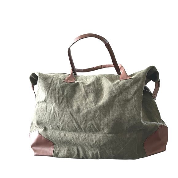 NEW RAJ Canvas Duffle Overnight Bag "Have and Have Yachts" Olive Green Military - Picture 4 of 8